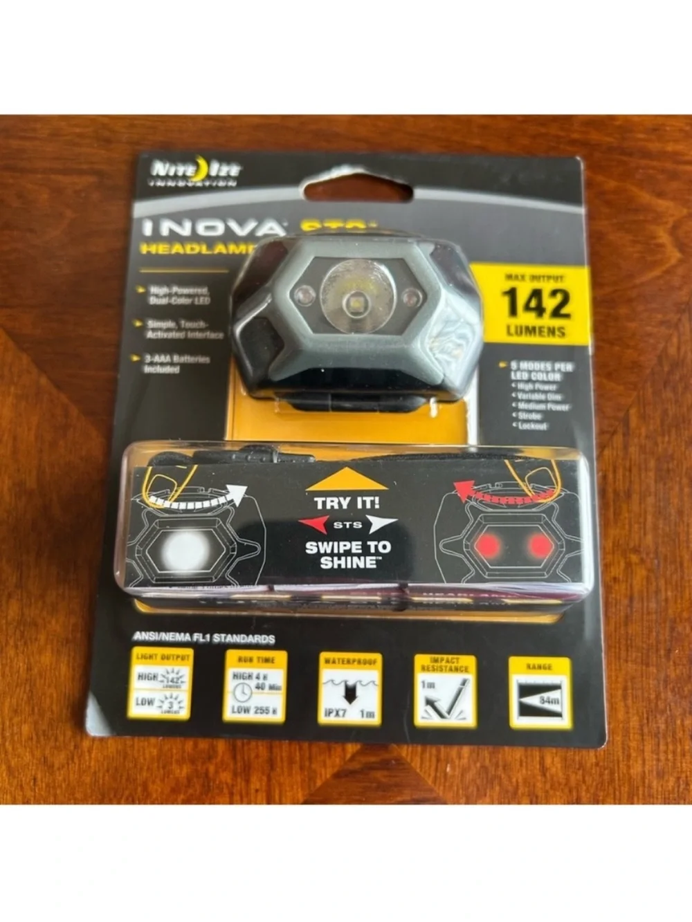 NEW INOVA STS Headlamp Charcoal HLSA 09-R7 sealed Max Output 142 Lumens 5 modes